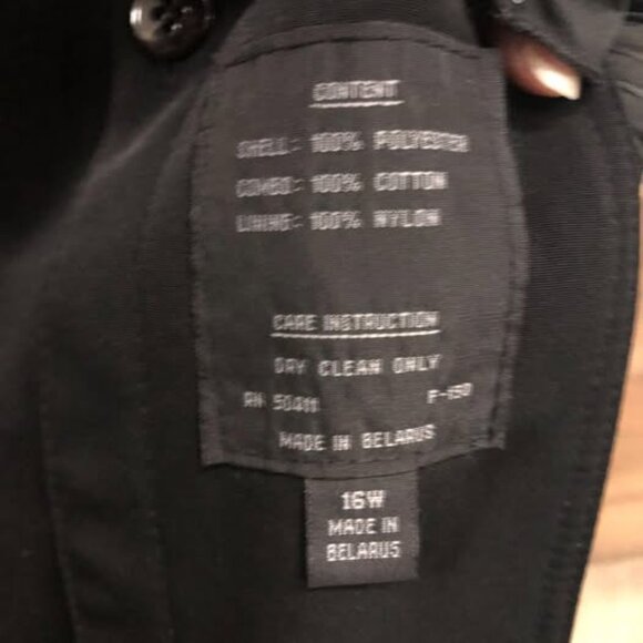 Women's Size 16W F.S.L. Collection Black Long Trench Coat - Picture 3 of 8